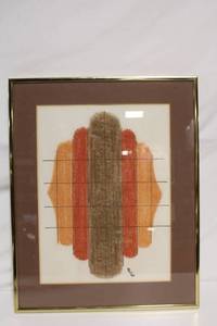 lot 195 image: Framed Abstract Art with Earth Tones