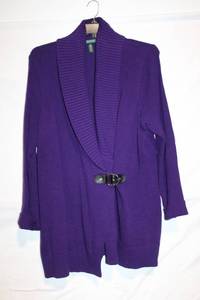 lot 366 image: Lauren Ralph Lauren Womens Purple Cardigan Sweater - Size 2X