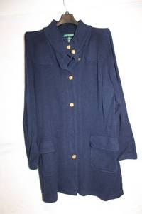 lot 421 image: 3X Ralph Lauren Navy Blue Knit Cardigan with Gold Buttons