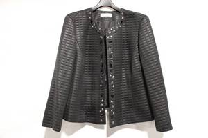 lot 426 image: Tahari Arthur S. Levine 22W Black Quilted Jacket with Gemstone Accents