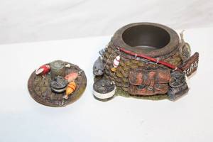 lot 11 image: Decorative Fishing-Themed Container with Lid