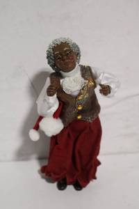 lot 146 image: Handcrafted Holiday Figurine with Santa Hat and Festive Attire