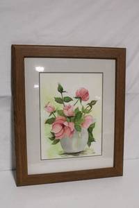 lot 150 image: Framed Floral Watercolor Painting by Cray