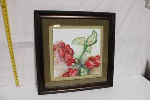 lot 151 image: Framed Floral Watercolor Artwork