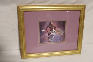 lot 159 image: Framed Ballet Artwork with Gold Trim Frame