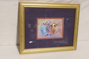 lot 160 image: Framed Artwork Dancing Figures by L. Ross
