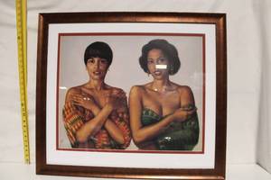 lot A-187 image: Framed 1994 Ashkar Artwork - Two Women Portrait