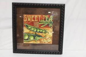 lot A-193 image: Framed Sweet Pea Art Print with Ornate Border