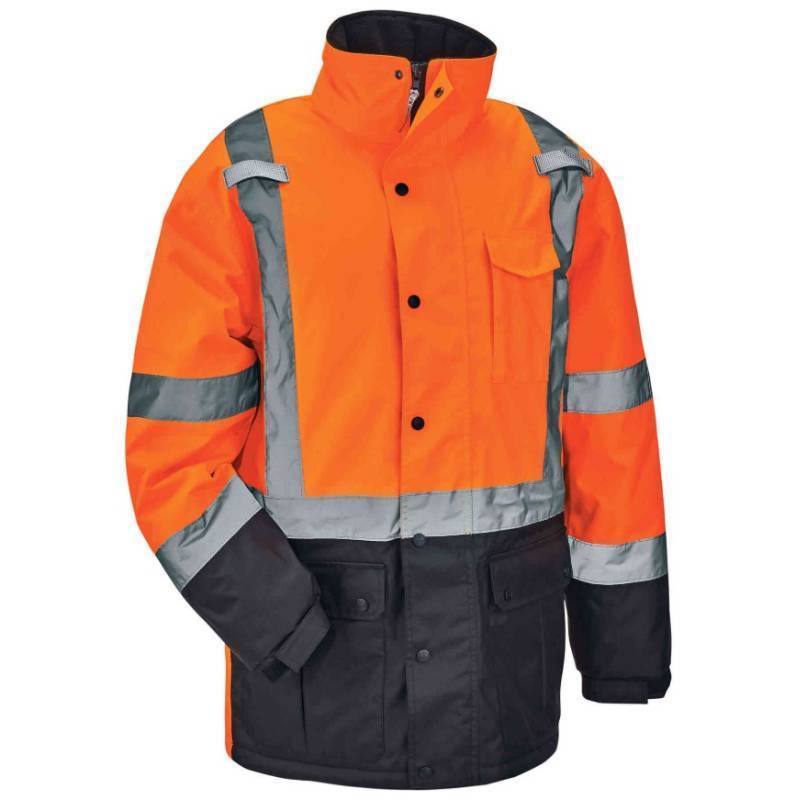 lot 831 image: NEW Ergodyne GloWear 8384 Hi-Vis Winter Jacket Quilted Parka - Type R, Class 3 ORANGE Large