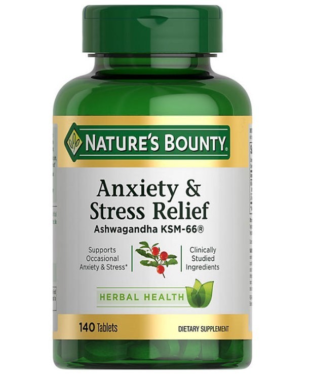 lot 367 image: NEW Natures Bounty Anxiety & Stress Relief Ashwagandha KSM-66 Supplement Tablets 140 ct.