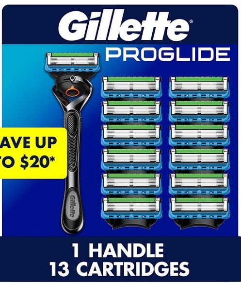 lot 328 image: NEW Gillette ProGlide Mens Razor Handle  13 Cartridges