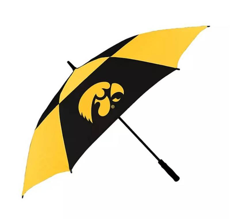 lot 344 image: NEW Logo Brands NCAA 62 Oversized Umbrella - Iowa Hawkeyes - BlackYellow