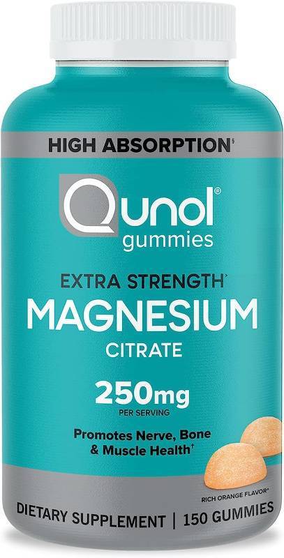 lot 358 image: Qunol Magnesium Citrate Gummies for Adults, Extra Strength 250mg, High Absorption Supplement, Supports Nerve Health, Bone Health, Muscle Health, Vegetarian, 150 Count
