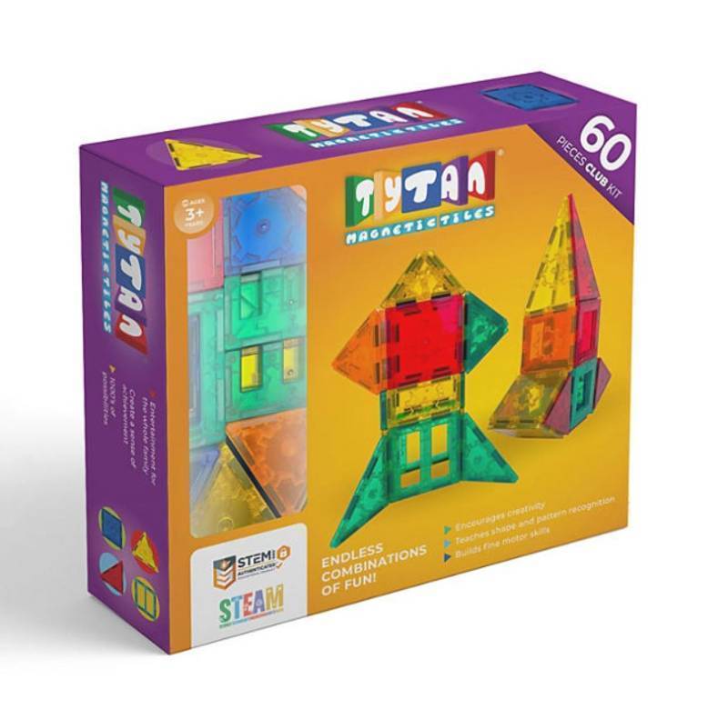 lot 441 image: NEW Tytan Magnetic Building Tiles for Kids w STEM Certification - 60 Pieces