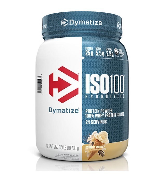 lot 304 image: NEW Dymatize ISO100 Hydrolyzed 25g 100% Whey Protein Powder, Gourmet Vanilla 1.6 lbs.