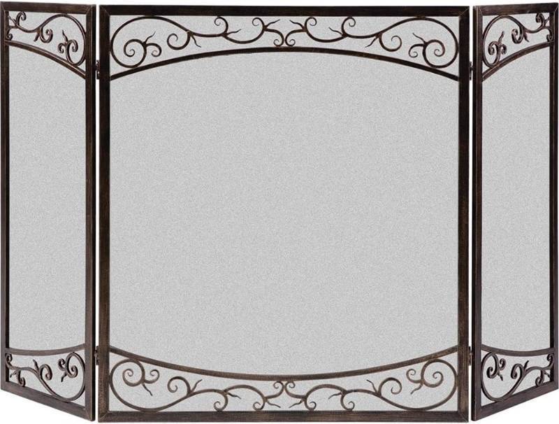 lot 191 image: NEW Open Hearth 15917 3 Panel Fireplace Screen - 30 Inch x 50 Inch - Brushed Brown