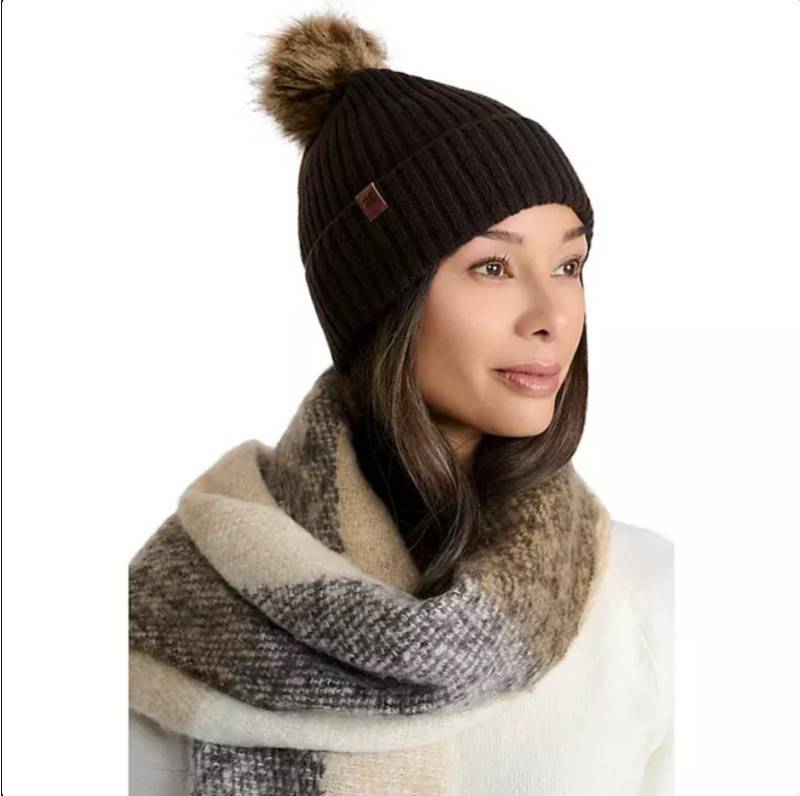 lot 226 image: NEW Lucky Brand Ladies Hat and Scarf Set - Chocolate OS