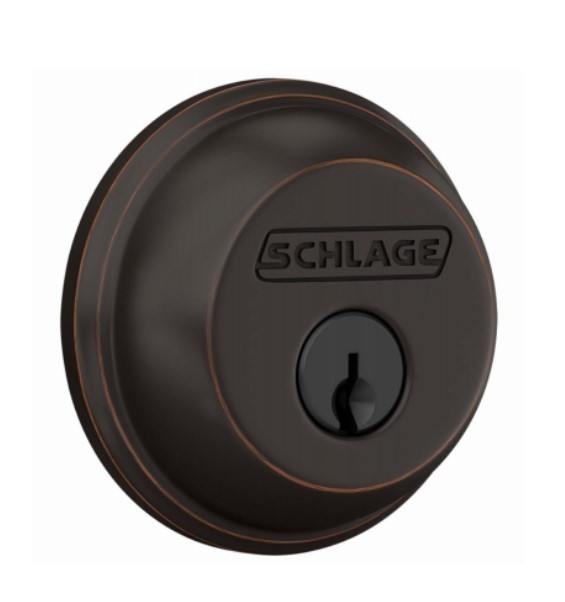 lot 323 image: NEW Schlage Lock Company B60N716 Single-Cylinder Deadbolt, Aged Bronze