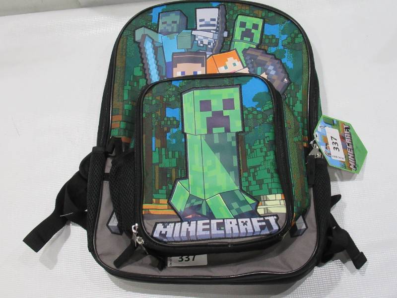 lot 337 image: NEW Minecraft Kids Matching Backpack with Lunch Bag Set, 2-Piece, Green