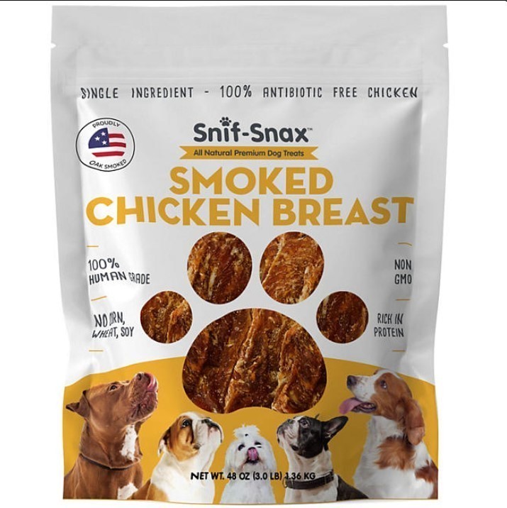 lot 345 image: NEW Snif-Snax 3lb Bag Smoked Chicken Breast for Dogs