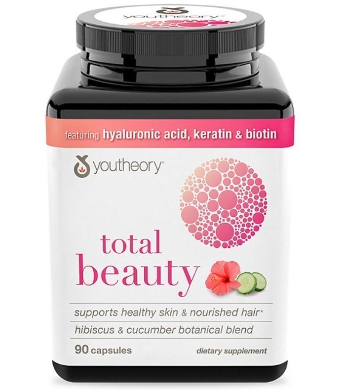 lot 364 image: NEW Youtheory Total Beauty Hyaluronic Acid, Keratin & Biotin Capsules 90 ct.