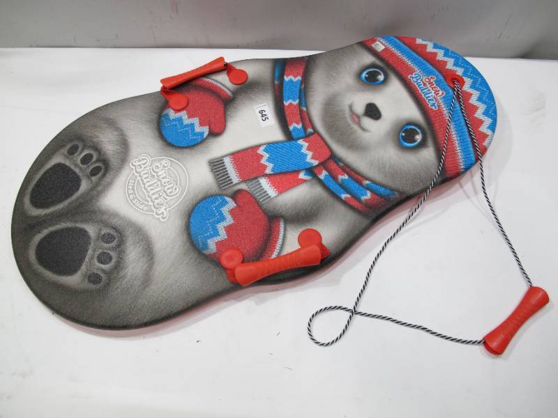 lot 393 image: Snow Buddy Sno-Storm 36 Kiddy Sled with Tow Rope and Handles - Bear