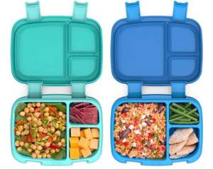 lot 174 image: NEW Bentgo Fresh (BlueGreen 2 PACK) Leak-Proof, Versatile 4-Compartment Bento-Style Lunch Box