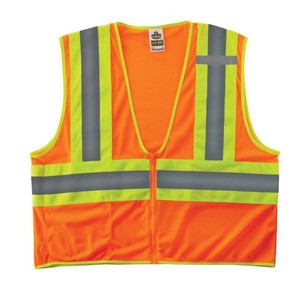 lot 802 image: NEW GloWear 8229Z Two-Tone Hi-Vis Safety Vest - Type R, Class 2, Zipper, Economy - ORANGE LXL