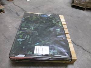 lot 114 image: 20 x 43 15 oz. White Heavy Duty Vinyl Tarp w Advertisement  Reused Billboard  15 mil Heavyweight Duty - A Grade