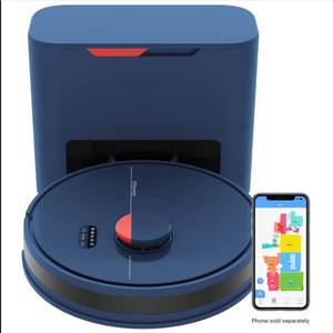 lot 136 image: NEW bObsweep - Dustin Self-Emptying Robot Vacuum and Mop, with 100-day Dock and Patented Navigation, Wi-Fi Connected - Navy