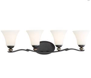 lot 178 image: NEW Minka Lavery 2284-589 Shadowglen 4 Light Bathroom Vanity Light Fixture - Lathan Bronze