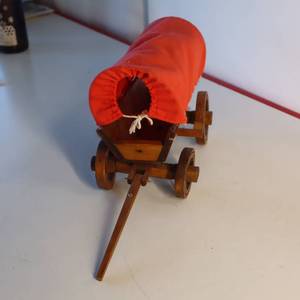 lot 31 image: Hand crafted Wooden Western covered Wagon