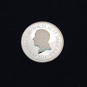 lot 36 image: 1 oz Silver Bullion Coin - .999 Silver - Charles III - Tokelau - Mustang on obverse side
