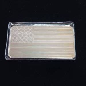 TEN TROY OUNCE .999 FINE SILVER - 10 OZ American Flag bar!