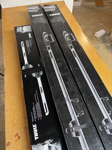 lot 43 image: (2) Thule Paceline Roof Racks and Wheel Holders - NEW