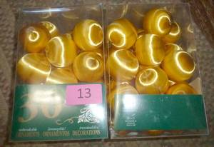 60 yellow satin ornaments