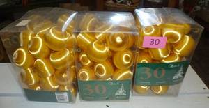90 yellow satin ornaments