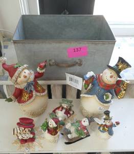 Fun holiday figures and a metal drawer planter