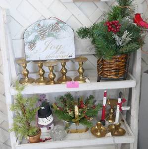 Brass Candle holders, table pieces, wall hanging