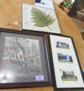 3 wall hangings, the leaf one is metal