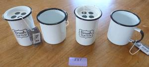 enamel coffee cups and toothbrush holders