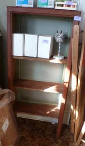 wood display shelving unit wscreen door back - 57 inch tall 27-12 wide x 9-12 deep