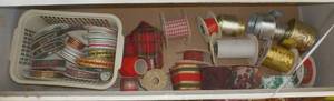 Drawer of ribbon - approx 28 partial rolls