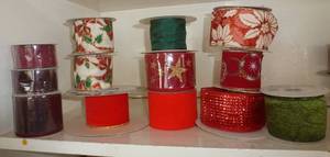 13 Spools of ribbon (mostly wired)