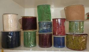 12 Spools of ribbon (mostly wired)