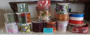 16 Spools of ribbon (mostly wired)