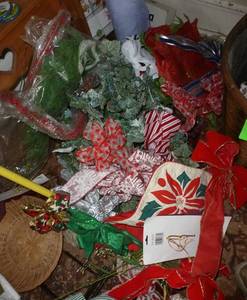whole corner of bows and greenery