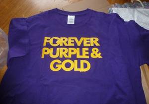 2 adult large Purple and Gold tshirts