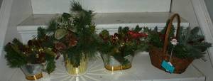4 arrangements in metal containers