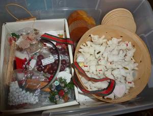 craft supplies - bunch of small bears and bunnies and wood stuff